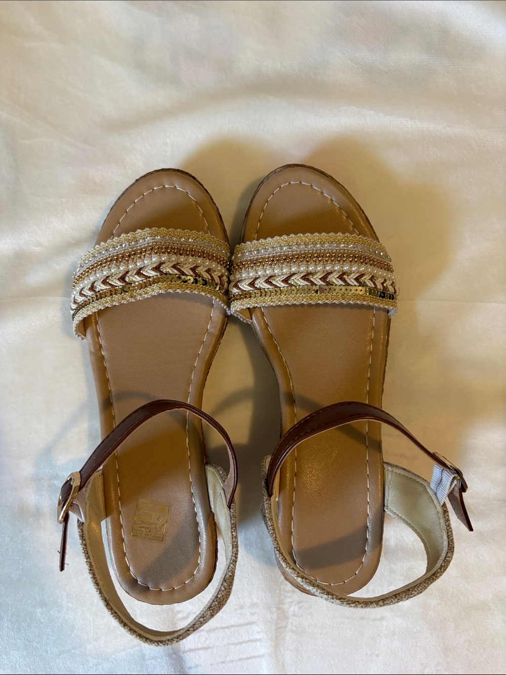 a new day Tan Braided Metallic-Accent Slingback Sandals